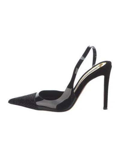 Pre-owned Alexandre Vauthier Pvc Crystal Embellishments Slingback Pumps In Black