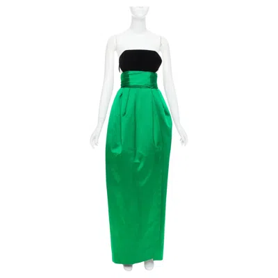 Pre-owned Alexandre Vauthier Rare  Couture Aw2020 Runway Black Velvet Green Gown Beyonce