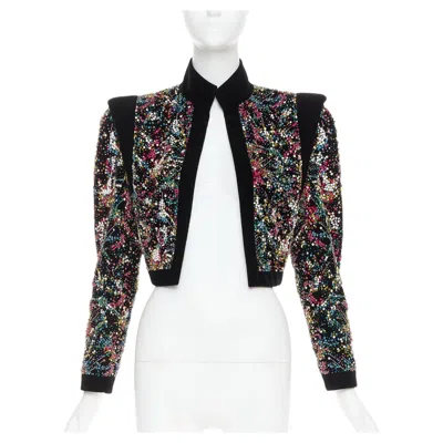 Pre-owned Alexandre Vauthier Rare  Couture Ss2021 Runway Black Velvet Crop Jacket