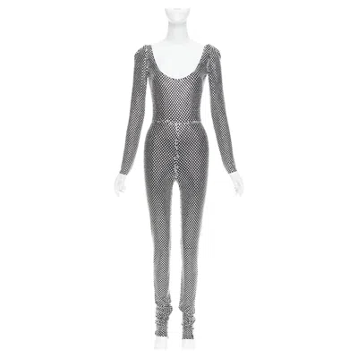 Pre-owned Alexandre Vauthier Rare  Couture Ss2021 Runway Silver Crystal Scoop Neck Jumpsuit