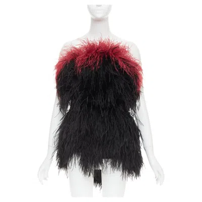 Pre-owned Alexandre Vauthier Rare  Couture Ss2022 Runway Feather Strapless Mini Dress In Black