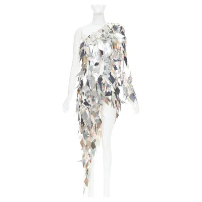 Pre-owned Alexandre Vauthier Rare  Couture Ss2023 Runway Silver Mirror Mini Dress