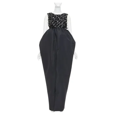 Pre-owned Alexandre Vauthier Rare  Couture Ss2025 Runway Lesage Jewel Embellished Pouf Gown In Black