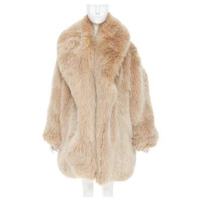 Pre-owned Alexandre Vauthier Rare  Ss2023 Beige Brown Faux Fur Exaggerated Collar Coat