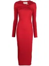 Alexandre Vauthier Crystal Embellished V-neck Long Dress In Red