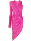 Alexandre Vauthier Crystal-embellished One-shoulder Midi Dress In Pink