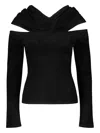 Alexandre Vauthier Ribbed Turtleneck Top In Black