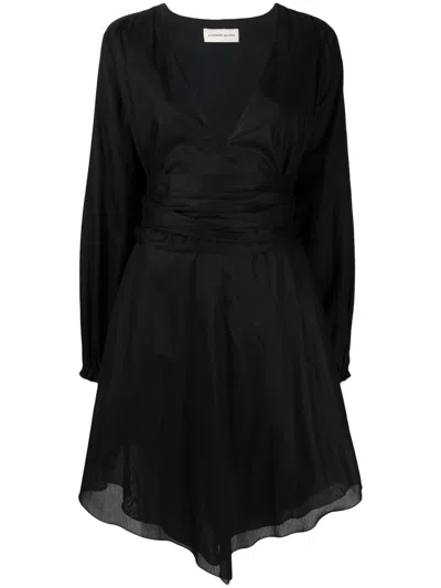 Alexandre Vauthier Ruched-detail Long-sleeve Midi Dress In Black