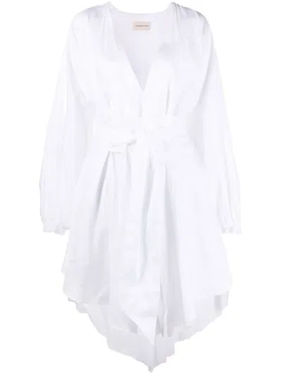 Alexandre Vauthier Ruched-detail Long-sleeve Midi Dress In White