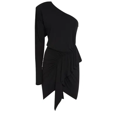Alexandre Vauthier Ruched Detail One Shoulder Mini Dress In Black