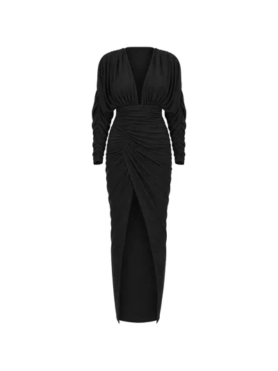 Alexandre Vauthier Ruched Metallic-finish Midi Dress In Animal Print