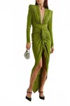 Alexandre Vauthier Ruched Stretch-crepe Maxi Dress In Olive Green In Green