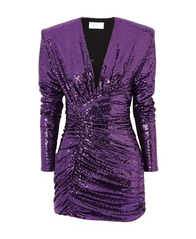 Alexandre Vauthier Ruffled Sequined Mini Dress In Purple