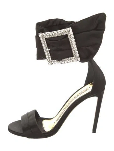 Pre-owned Alexandre Vauthier Satin Crystal Embellishments Sandals In Black