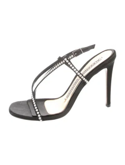 Pre-owned Alexandre Vauthier Satin Crystal Embellishments Sandals In Black