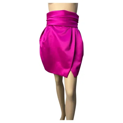 Pre-owned Alexandre Vauthier Satin Fuchsia Mini Skirt Sz.38 In Purple