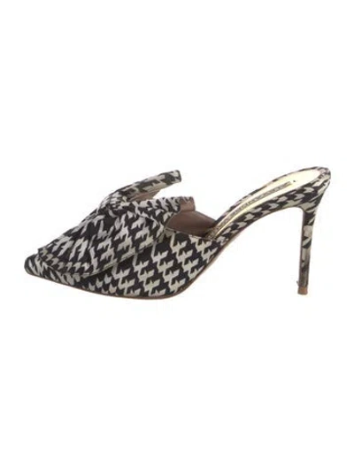 Pre-owned Alexandre Vauthier Satin Houndstooth Print Mules In Black