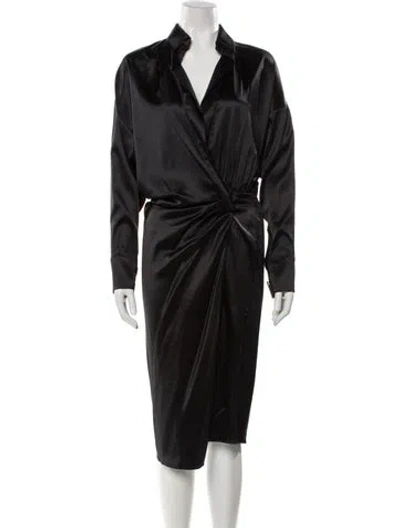 Pre-owned Alexandre Vauthier Satin Midi Length Dress In Black