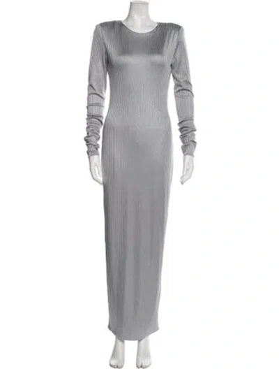 Pre-owned Alexandre Vauthier Scoop Neck Long Dress In Gray