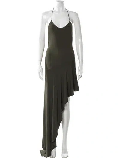 Pre-owned Alexandre Vauthier Scoop Neck Long Dress In Green