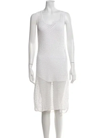 Pre-owned Alexandre Vauthier Scoop Neck Midi Length Dress In White