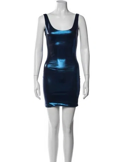 Pre-owned Alexandre Vauthier Scoop Neck Mini Dress In Blue