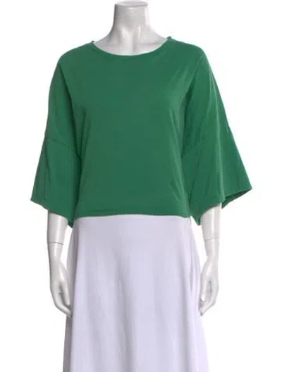 Pre-owned Alexandre Vauthier Scoop Neck Three-quarter Sleeve Crop Top In Green