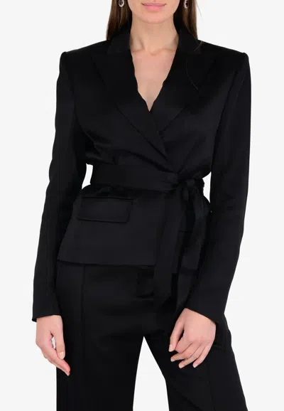 Alexandre Vauthier Self-belted Wrap-style Blazer In Black