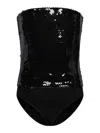 Alexandre Vauthier Sequin Embellished Strapless Stretch Bodysuit In Negro