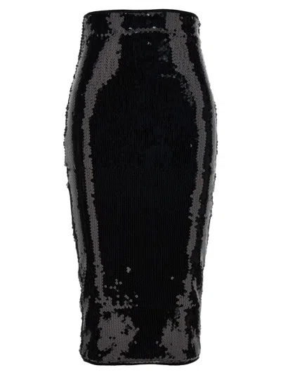 ALEXANDRE VAUTHIER ALEXANDRE VAUTHIER SEQUINED BLACK MIDI SKIRT WITH ZIP CLOSURE