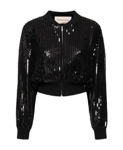 Alexandre Vauthier Sequined Knitted Casual Jacket In Black