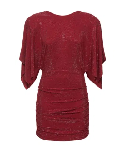 Alexandre Vauthier Shiny Draped Mini Dress In Burgundy