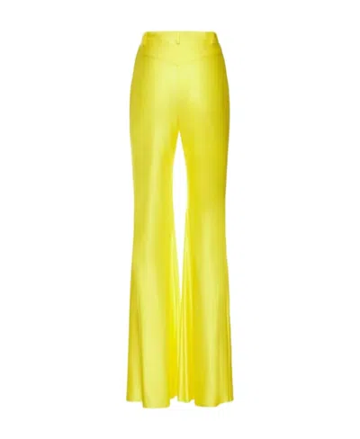 Alexandre Vauthier Shiny Jersey High-rise Bell-bottom Pants In Yellow
