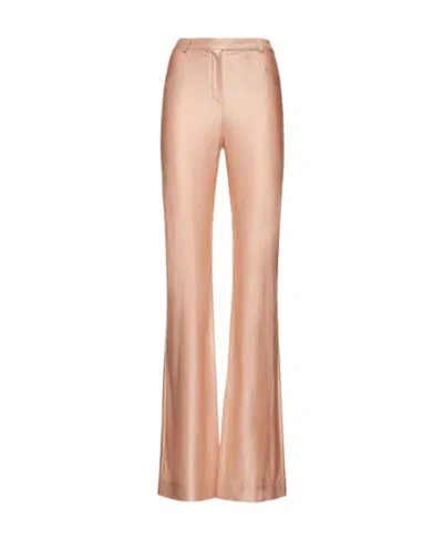 Alexandre Vauthier Shiny Jersey High-rise Casual Pants In Brown