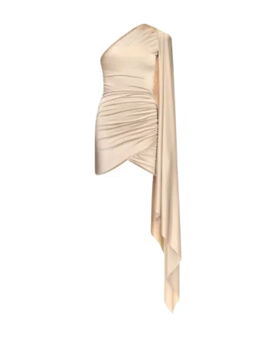Alexandre Vauthier Shiny Jersey Mini Dress In Neutral