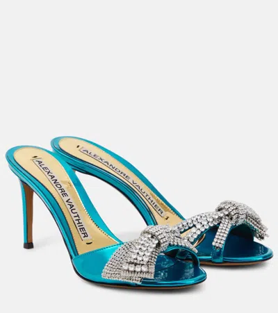 Alexandre Vauthier Shooting Embellished Mules In Blue