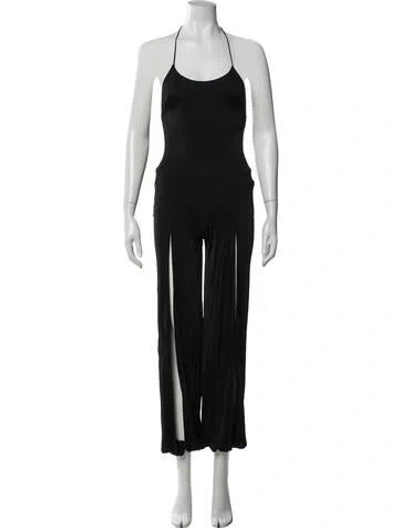 Pre-owned Alexandre Vauthier Silk Halterneck Jumpsuit In Black