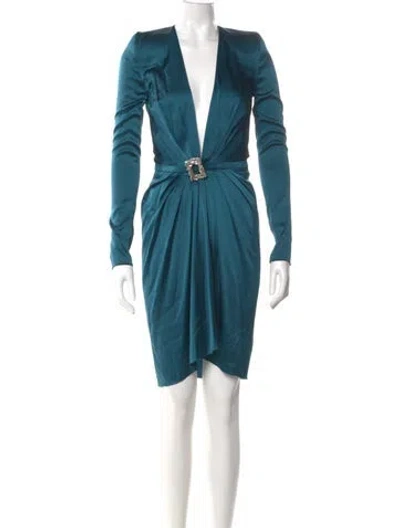 Pre-owned Alexandre Vauthier Silk Knee-length Dress In Blue