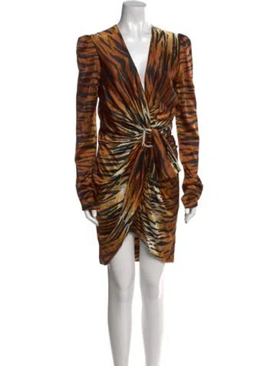 Pre-owned Alexandre Vauthier Silk Knee-length Dress In Brown