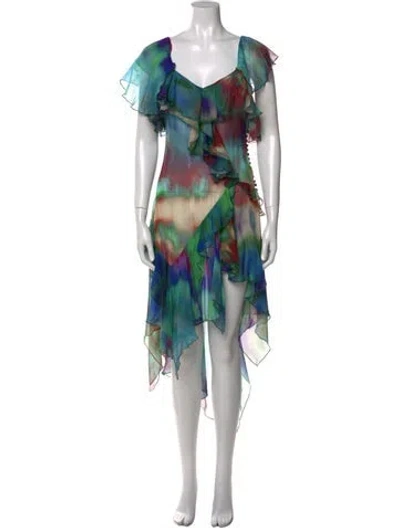 Pre-owned Alexandre Vauthier Silk Knee-length Dress In Green