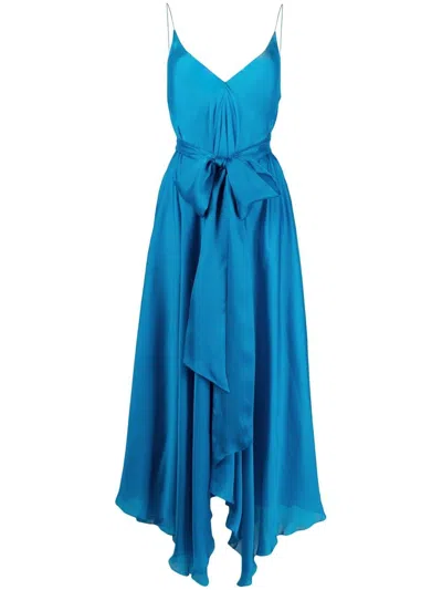 Alexandre Vauthier Silk Layered Evening Gown In Blue