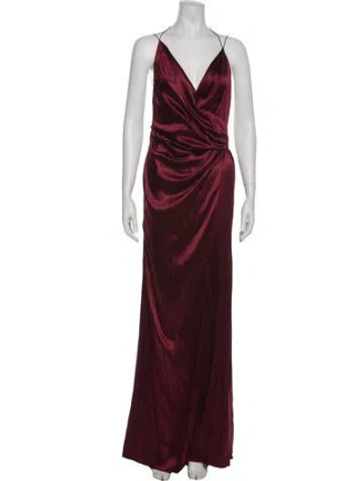 Pre-owned Alexandre Vauthier Silk Long Dress In Burgundy