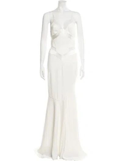 Pre-owned Alexandre Vauthier Silk Long Dress In Neutral