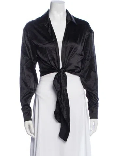 Pre-owned Alexandre Vauthier Silk Long Sleeve Blouse In Blue