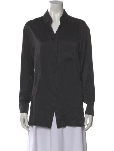 Pre-owned Alexandre Vauthier Silk Long Sleeve Button-up Top In Gray