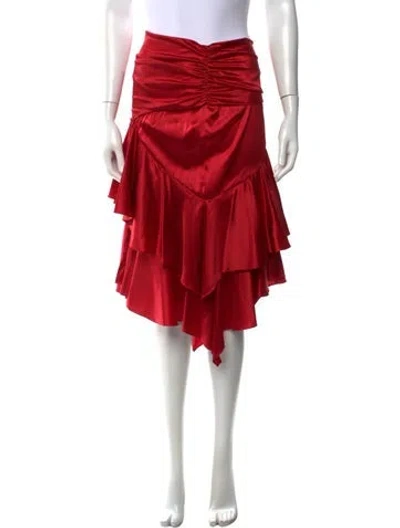 Pre-owned Alexandre Vauthier Silk Midi Length Skirt In Red