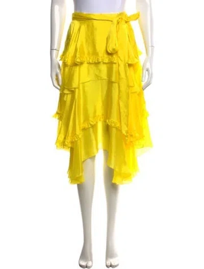 Pre-owned Alexandre Vauthier Silk Midi Length Skirt In Yellow