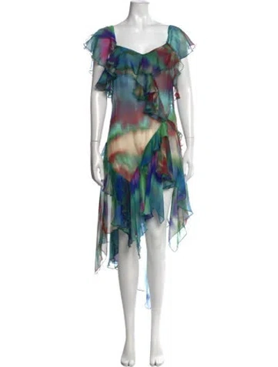 Pre-owned Alexandre Vauthier Silk Mini Dress In Blue/green