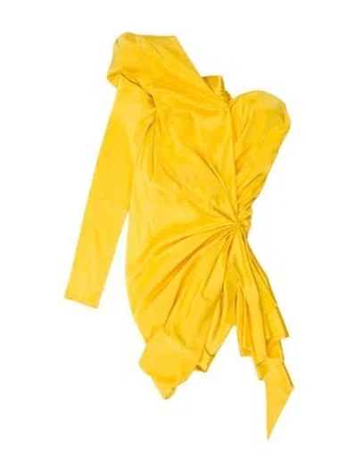 Pre-owned Alexandre Vauthier Silk Mini Dress In Yellow