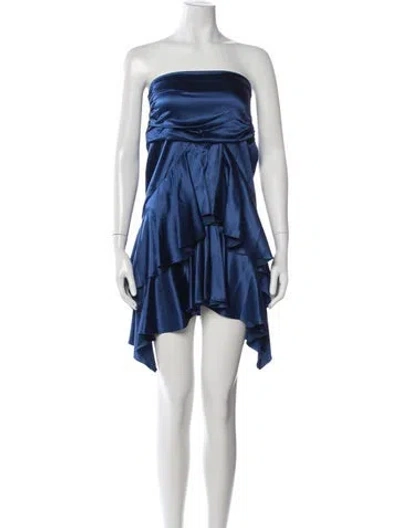 Pre-owned Alexandre Vauthier Silk Mini Skirt In Blue